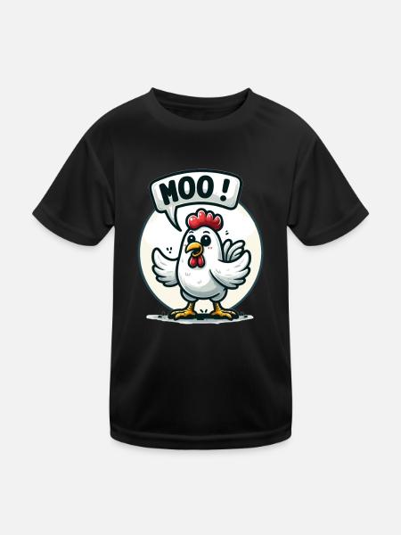 Das Huhn macht Muh - Kinder Funktions-T-Shirt - Schwarz - Vorne