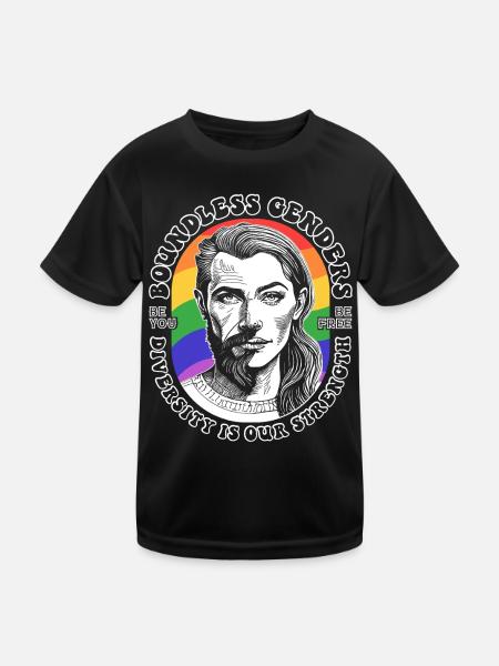 Diversity Shirt : LGBTQ et force illimitée. - T-shirt sport Enfant - noir - Devant