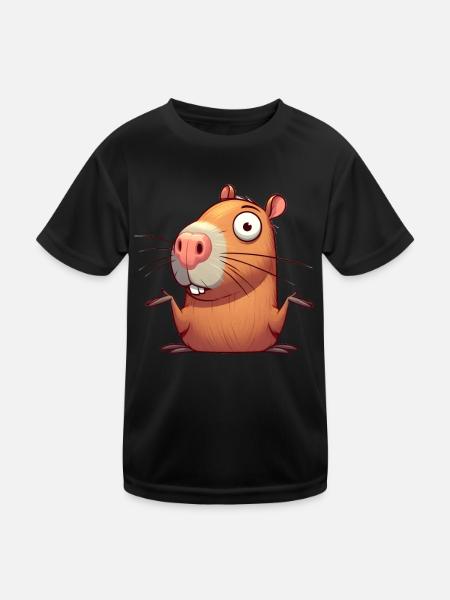 Verwirrte Capybara - Kinder Funktions-T-Shirt - Schwarz - Vorne