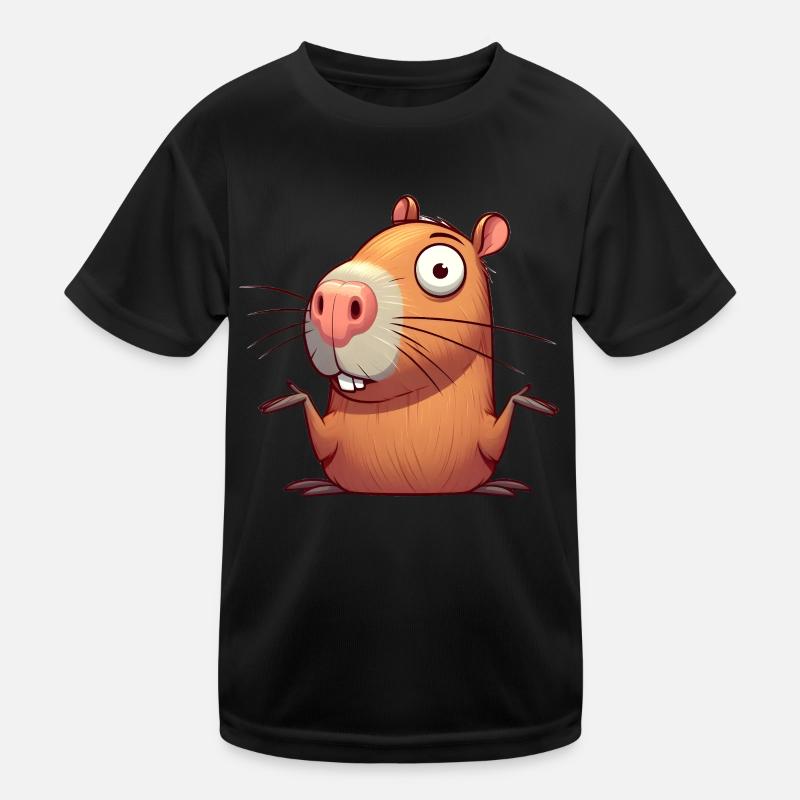 Verwirrte Capybara - Kinder Funktions-T-Shirt - Schwarz