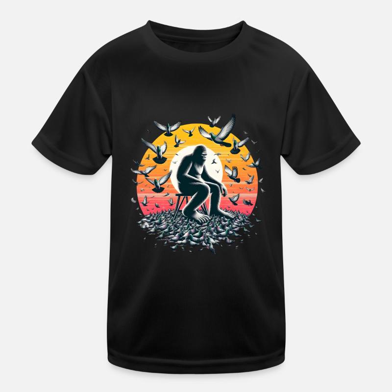 Bigfoot likes pigeons! Kids Functional T-Shirt