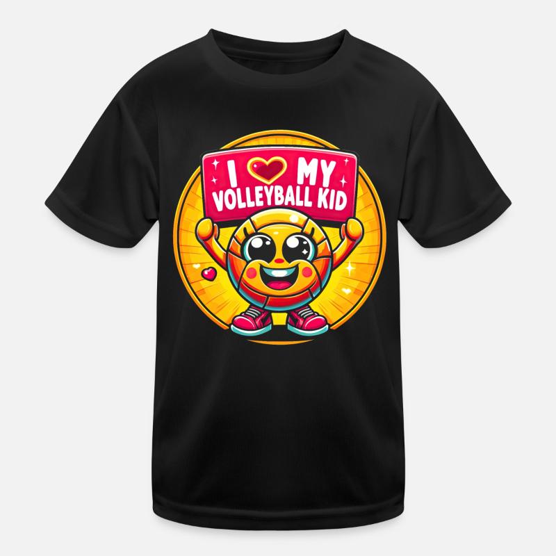 Fröhliches Volleyball-Maskottchen Kinder Funktions-T-Shirt