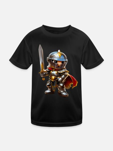 Knight #lovely toons - Kids Functional T-Shirt - black - Front