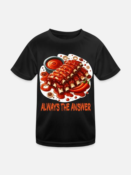 Leckere Barbecue Spareribs - Kinder Funktions-T-Shirt - Schwarz - Vorne
