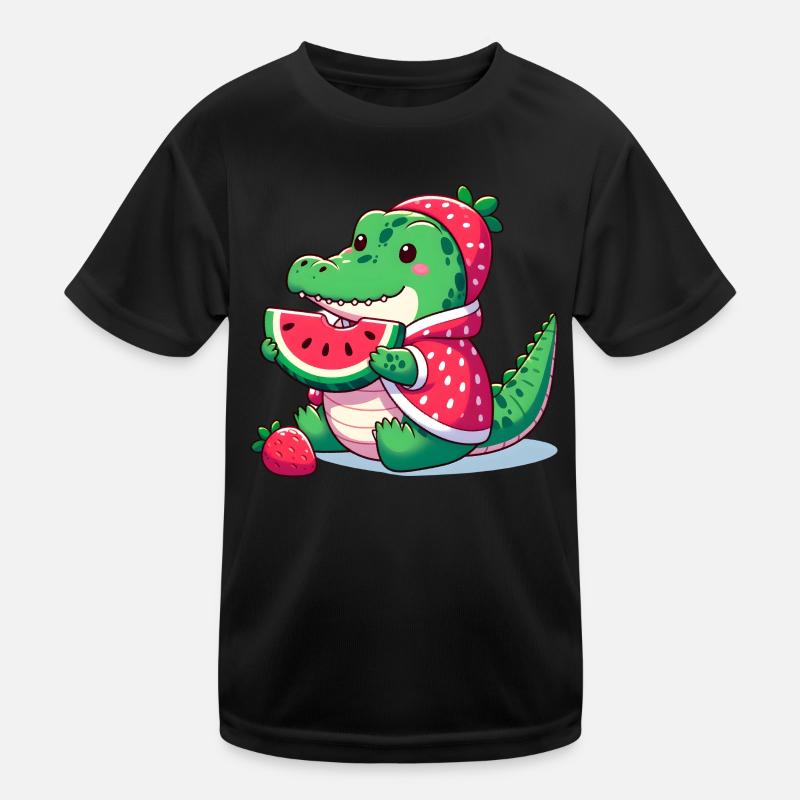 Crocodile in watermelon costume Kids Functional T-Shirt