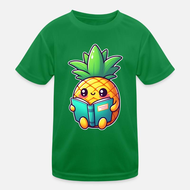 Lesende Ananas Kinder Funktions-T-Shirt