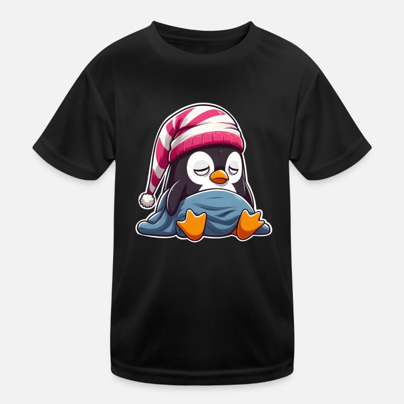 Schläfriger Pinguin im Schlafanzug Kinder Funktions-T-Shirt