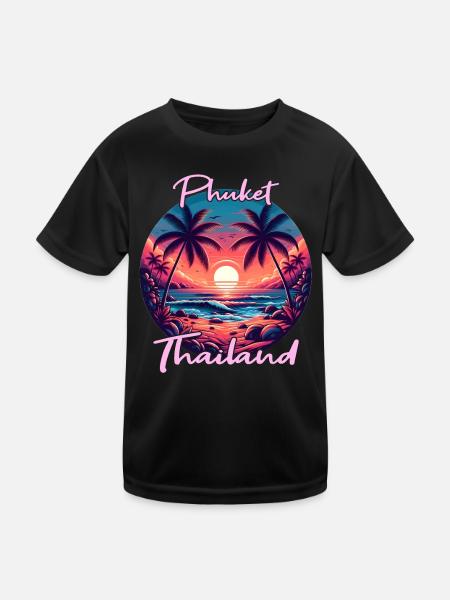 Sonnenuntergang in Phuket - Kinder Funktions-T-Shirt - Schwarz - Vorne