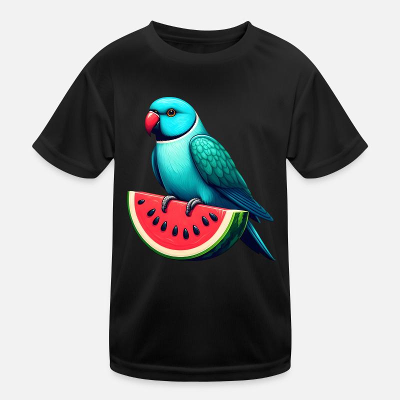 Indian Ring Neck Parrot Watermelon Kids Functional T-Shirt
