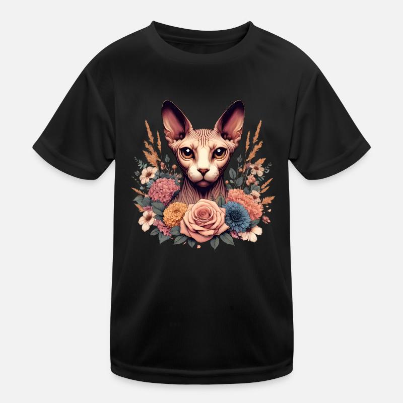 Chat Sphynx avec Fleurs T-shirt sport Enfant