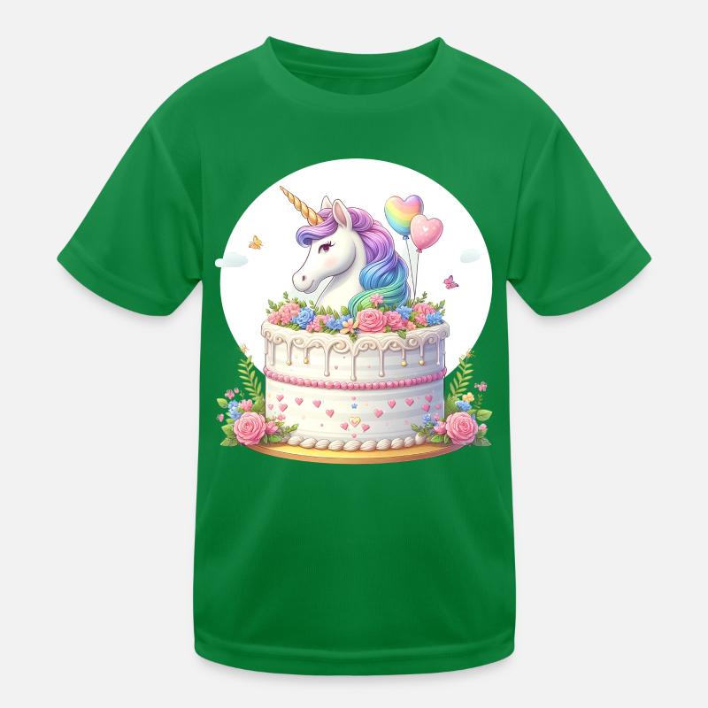 Einhorn auf Geburtstagstorte Kinder Funktions-T-Shirt