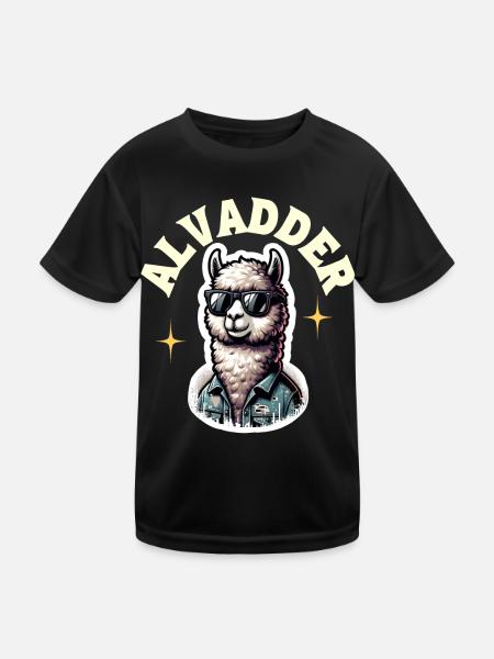 Alvadder Alpaka Papa Vater Vatertag - Kinder Funktions-T-Shirt - Schwarz - Vorne