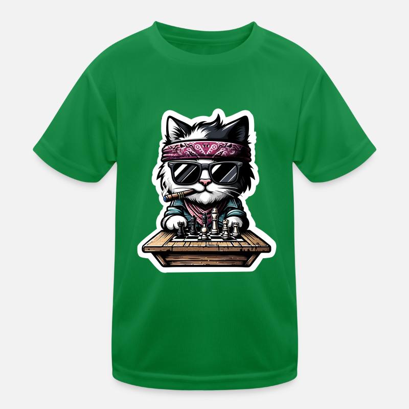 Schach Katze Kinder Funktions-T-Shirt