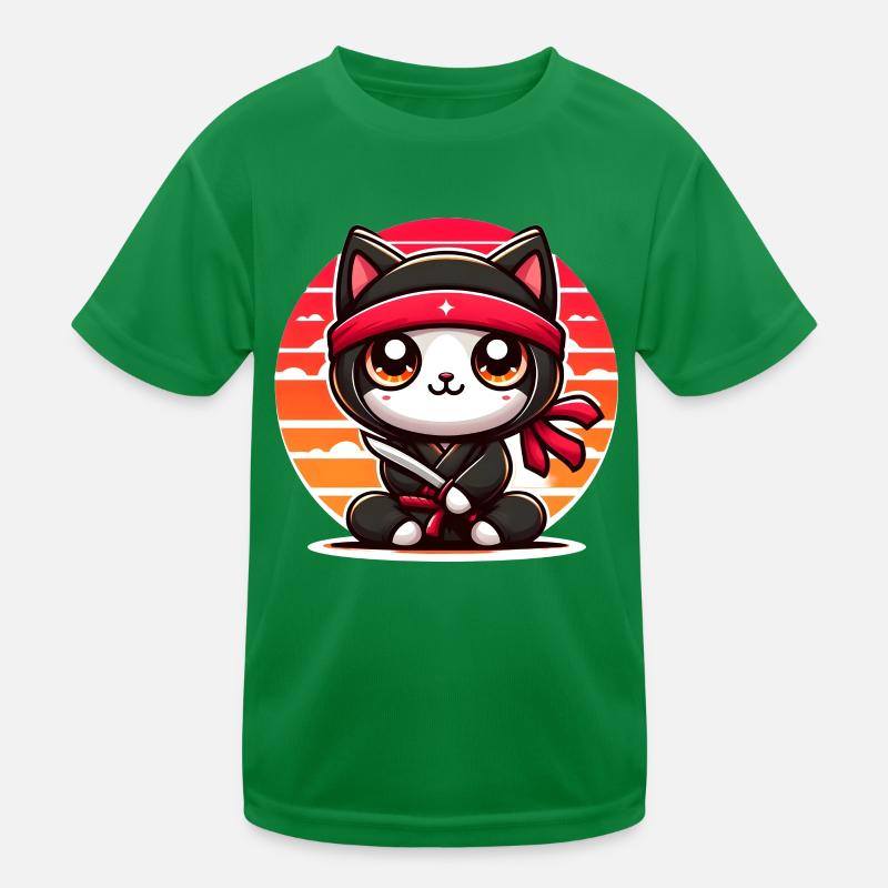 Ninja Katze Kinder Funktions-T-Shirt