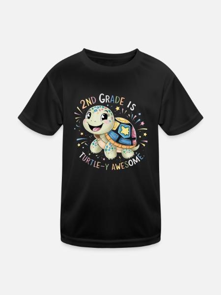 2nd Grade Is Turtle-y Awesome - Kinder Funktions-T-Shirt - Schwarz - Vorne