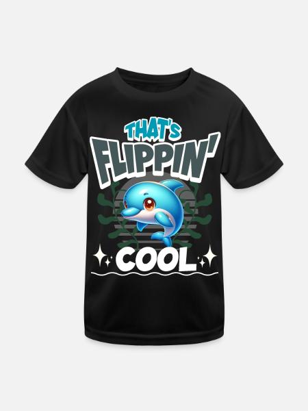 Delfin - Kinder Funktions-T-Shirt - Schwarz - Vorne