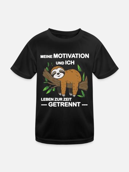 Funny sloth, no desire - Kids Functional T-Shirt - black - Front