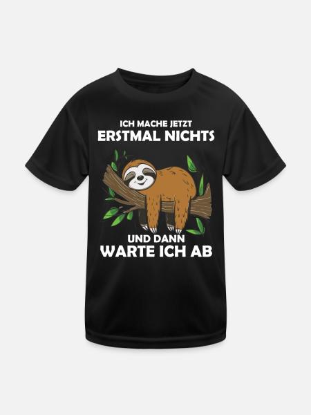Funny sloth, no desire - Kids Functional T-Shirt - black - Front