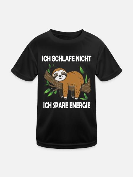 Funny sloth, no desire - Kids Functional T-Shirt - black - Front
