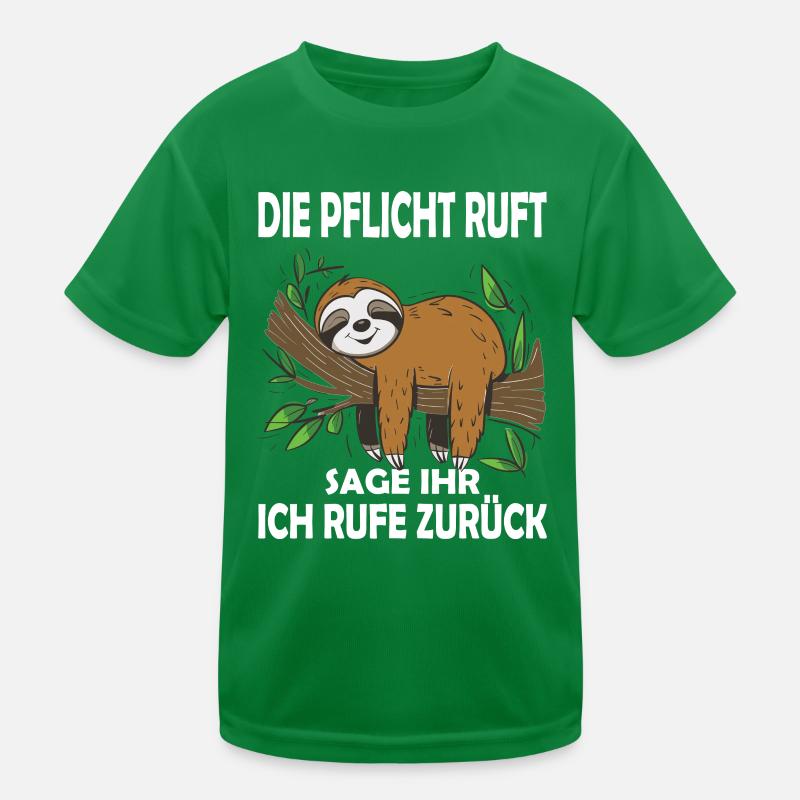 Funny sloth, no desire Kids Functional T-Shirt