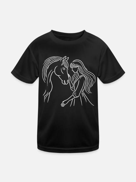 Cavalier Équitation Horse Head Equestrian - T-shirt sport Enfant - noir - Devant