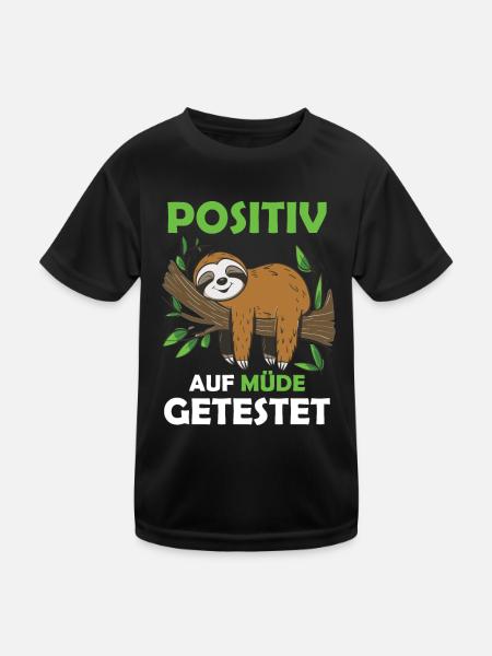 Funny sloth, no desire - Kids Functional T-Shirt - black - Front