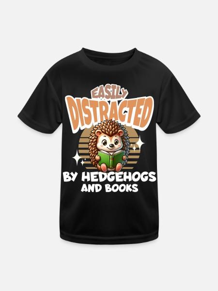 Livres de lecture de hérissons - T-shirt sport Enfant - noir - Devant