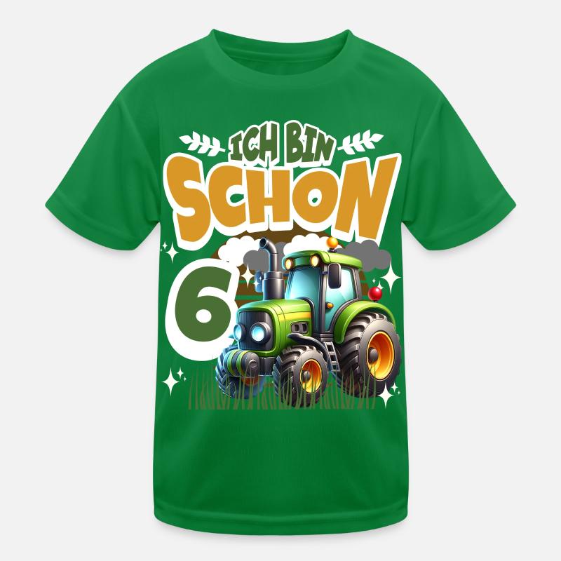 Traktor 6. Geburtstag Kindergeburtstag Kinder Funktions-T-Shirt