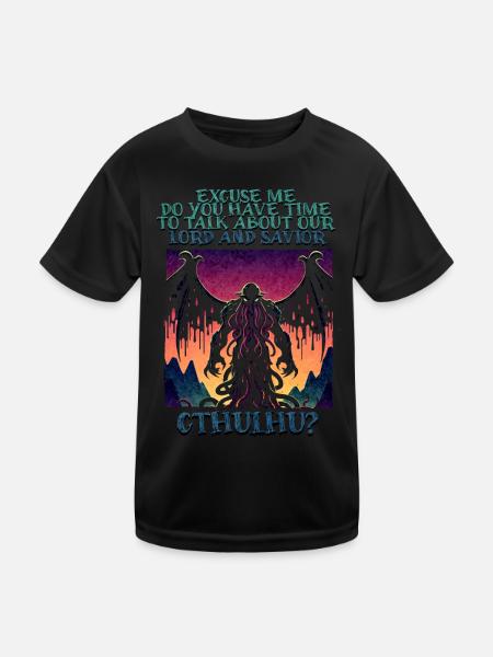 Herr & Erlöser Cthulhu Kult Lovecraft Necronomicon - Kinder Funktions-T-Shirt - Schwarz - Vorne