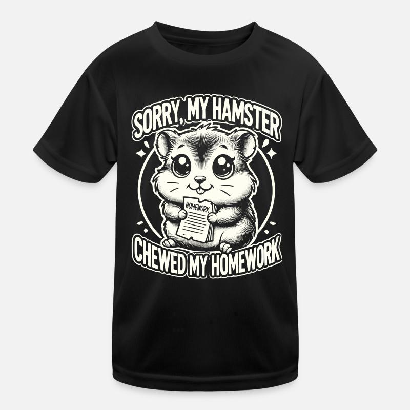 Hamster, Devoirs, Drôle Hamster - T-shirt sport Enfant - noir