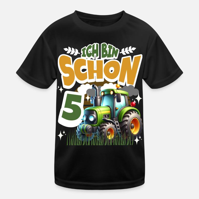 Traktor 5. Geburtstag Kindergeburtstag Kinder Funktions-T-Shirt