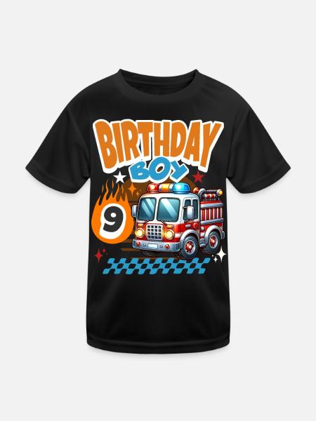 9e anniversaire des pompiers - T-shirt sport Enfant - noir - Devant