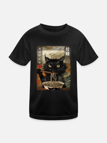 Japonais Ramen Chats Esthétique Kawaii - T-shirt sport Enfant - noir - Devant