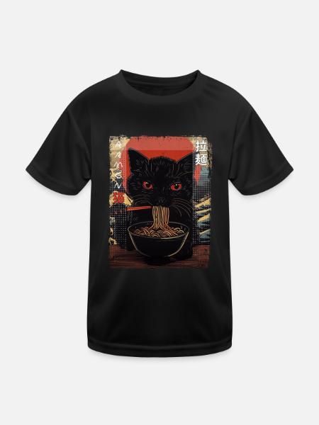 Manga Fan Vintage Aesthetic Ramen Nudeln Design - Kinder Funktions-T-Shirt - Schwarz - Vorne