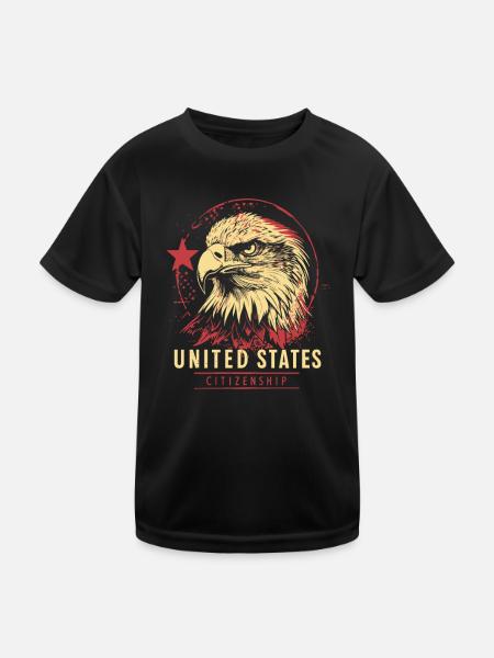 Unites States Citizenship United States America Eagle's Head - Kids Functional T-Shirt - black - Front