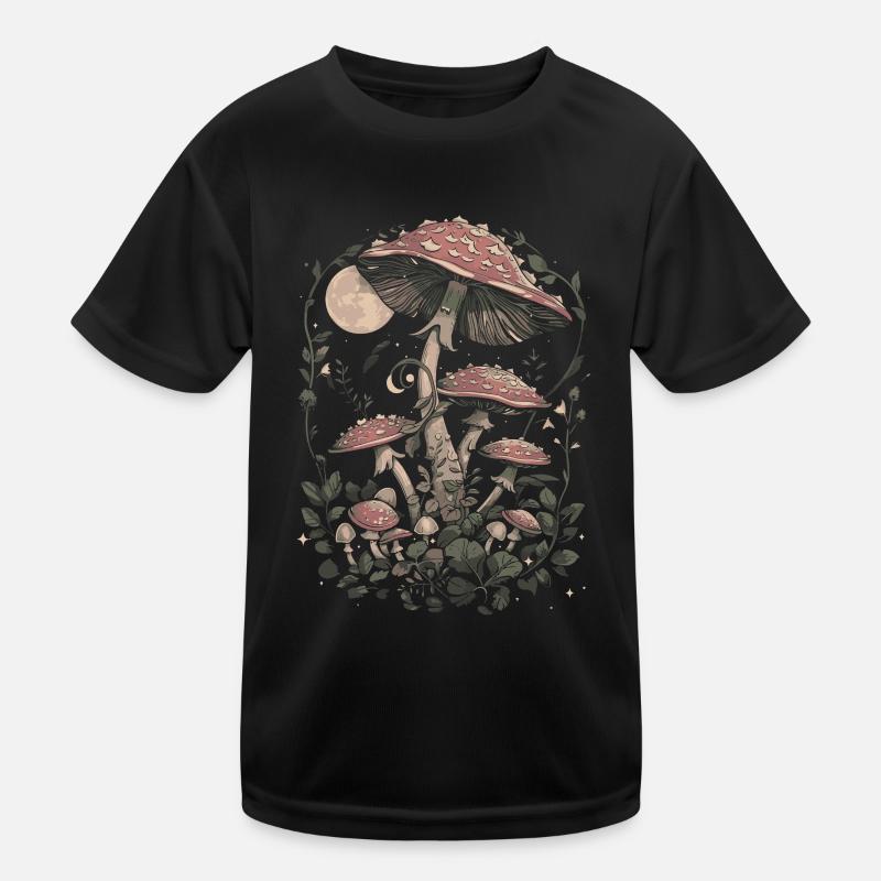 Goblincore Mushroom Moon Phases Fairycore Vintage Kids Functional T-Shirt