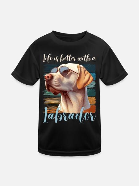 Labrador Retriever Hund Frauchen Herrchen Wauwau - Kinder Funktions-T-Shirt - Schwarz - Vorne