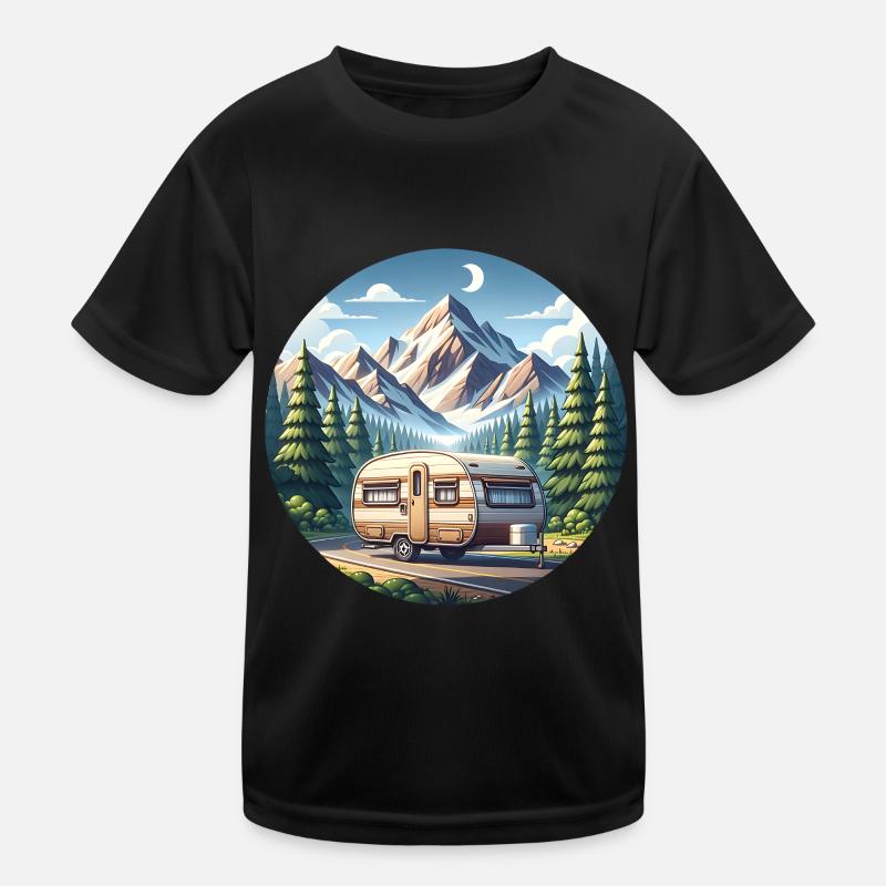 Camping Camper Caravan Kids Functional T-Shirt