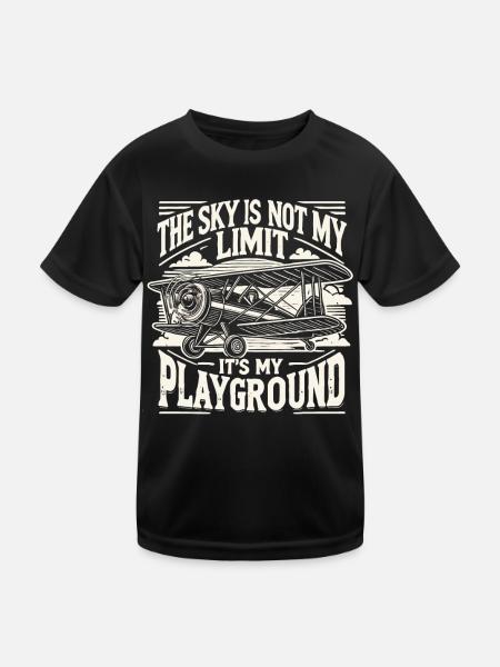 Pilot, Pilotin, Flugzeug, Flieger, Flugschule - Kinder Funktions-T-Shirt - Schwarz - Vorne