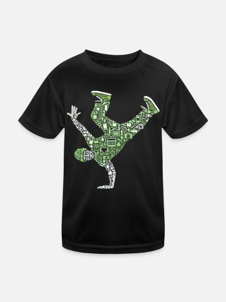 Breakdance, Breakdancer, Breakdancing, Hip Hop - T-shirt sport Enfant - noir - Devant