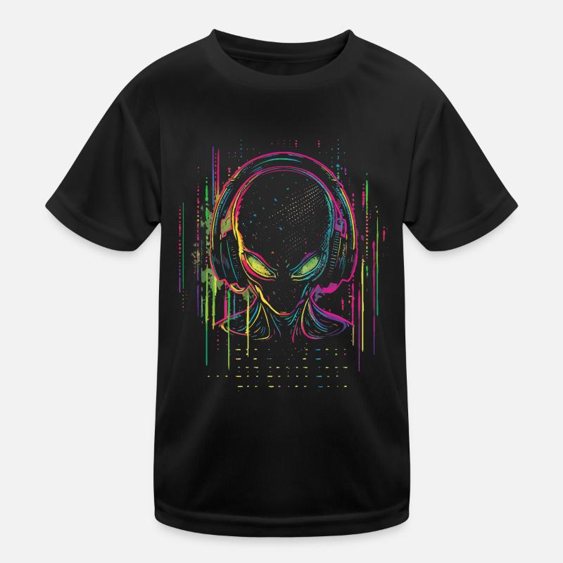 Festival DJ Alien avec casque Alien UFO T-shirt sport Enfant