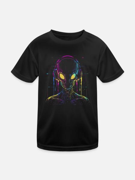 Festival UFO Alien DJ with Headphones Alien - Kids Functional T-Shirt - black - Front