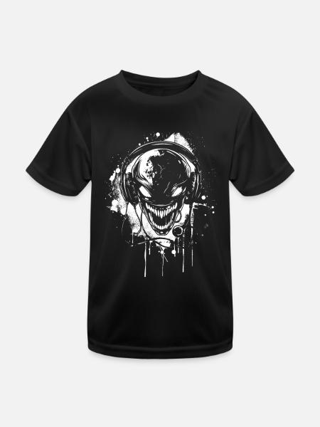 Headphones Alien DJ Alien Festival with UFO - Kids Functional T-Shirt - black - Front