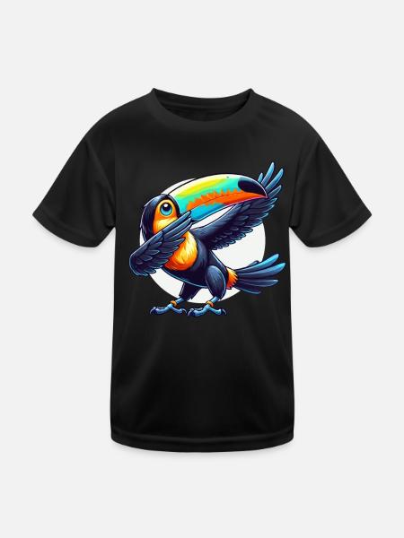 Toucan, Tropical Bird, Dabbing, Exotic - Kids Functional T-Shirt - black - Front
