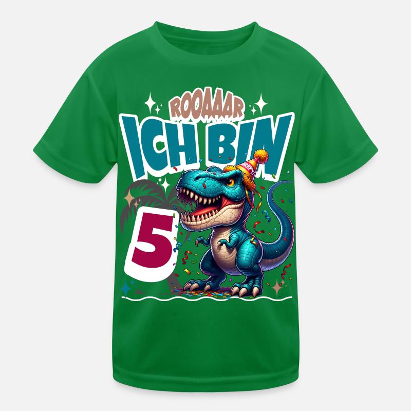 T Rex Dinosaurier 5. Geburtstag Kindergeburtstag Kinder Funktions-T-Shirt