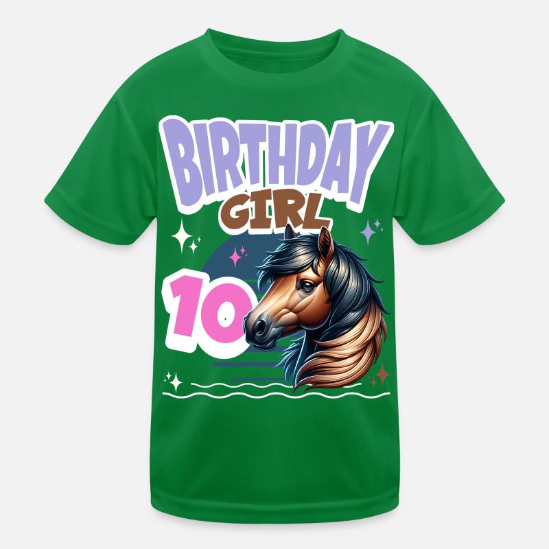 Pferd 10. Geburtstag Mädchen Kinder Kinder Funktions-T-Shirt