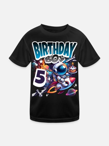 Astronaute 5e anniversaire Espace - T-shirt sport Enfant - noir - Devant