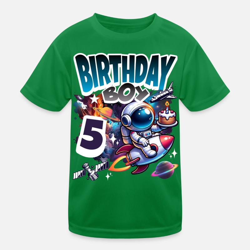 Astronaut 5th Birthday Space Kids Functional T-Shirt