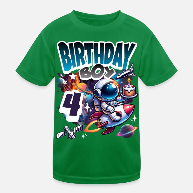 Astronaut 4th Birthday Space Kids Functional T-Shirt