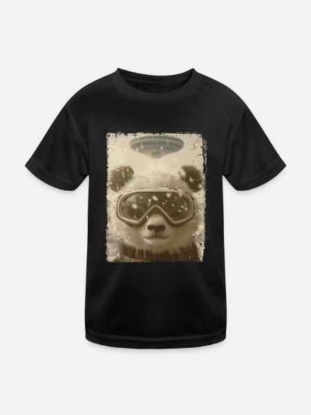 OVNI rétro vintage étrange Alien Ski Panda - T-shirt sport Enfant - noir - Devant